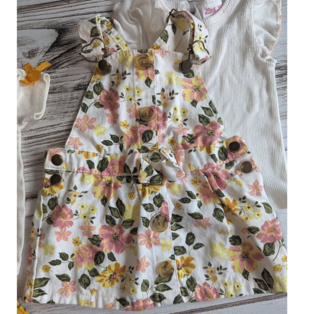Little Lass Floral Overall Dress Outfit Bundle sz 18M - Picture 3 of 6